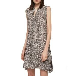 All Saints Clari Kara Dress Animal Print Asymmetric Lightweight Size Small
